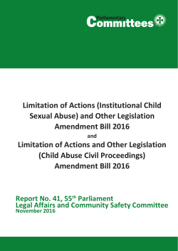 Limitation of Actions (Institutional Child Sexual Abuse) and Other