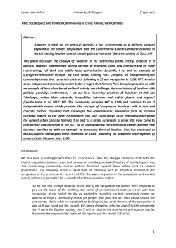 Laura-Jane Nolan University of Glasgow [Type text] 1 Title: Social