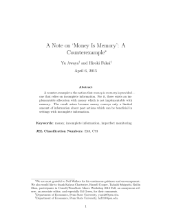 A Note on `Money Is Memory`: A Counterexample