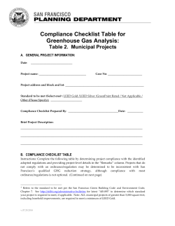 Compliance Checklist Table for Greenhouse Gas Analysis