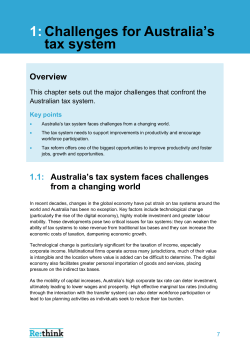 Challenges for Australia`s tax system Overview