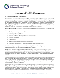 ITI VIEWS ON STANDARDS AND TECHNICAL REGULATIONS