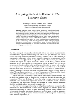 Analysing Student Reflection in The Learning Game