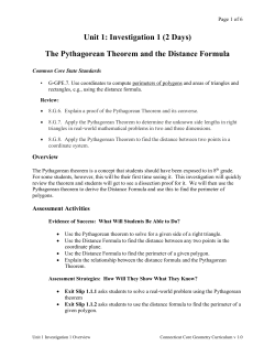 The Pythagorean Theorem and the Distance Formula