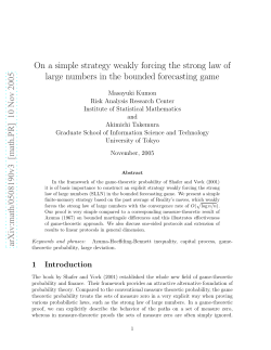 arXiv:math/0508190v3 [math.PR] 10 Nov 2005 On a simple strategy
