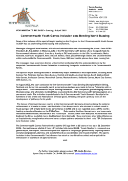 Commonwealth Youth Games inclusion sets Bowling World Buzzing