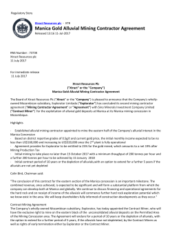 Manica Gold Alluvial Mining Contractor Agreement
