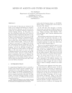 KINDS OF AGENTS AND TYPES OF DIALOGUES Nils