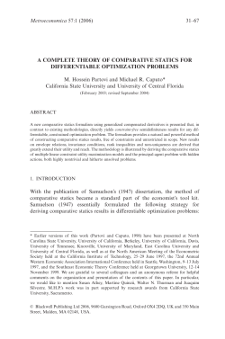 A COMPLETE THEORY OF COMPARATIVE STATICS FOR
