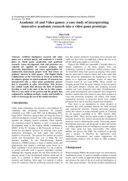 Academic AI and Video games - Neural Network Research Group