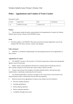 Policy – Appointment and Conduct of Team Coaches