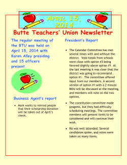 Newsletter April 15, 2014