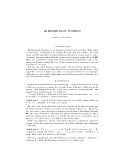 AN INFINITUDE OF FINITUDES 1. Introduction