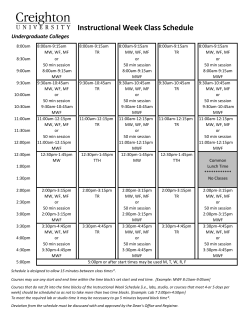 Instructional Week Class Schedule