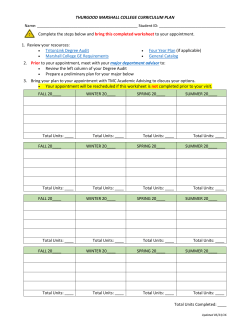 THURGOOD MARSHALL COLLEGE CURRICULUM PLAN