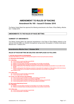 AMENDMENT TO RULES OF RACING