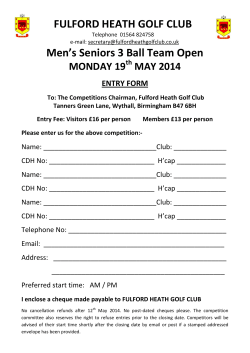 FULFORD HEATH GOLF CLUB Men`s Seniors 3 Ball Team Open
