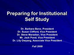 Preparing for Institutional Self Study