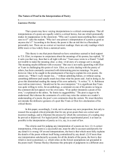 The Nature of Proof in the Interpretation of Poetry