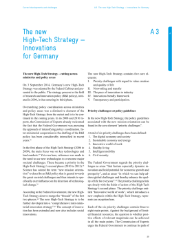 The new High-Tech Strategy &mdash; Innovations for Germany A 3