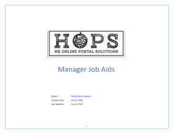 HOPS Manager Job Aids Booklet