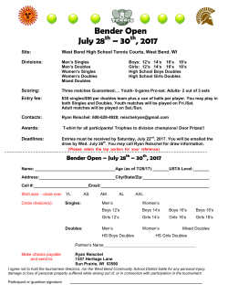 Bender Open July 28 &ndash; 30 , 2017 - Hartford Union High School District