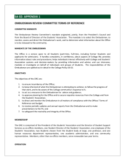 Ombudsman Review Committee Terms of Reference