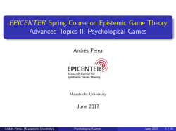 EPICENTER Spring Course on Epistemic Game Theory Advanced