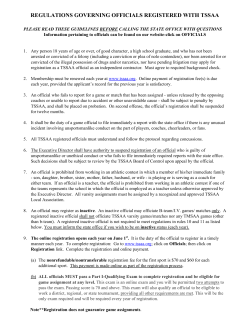 REGULATIONS GOVERNING OFFICIALS REGISTERED WITH TSSAA