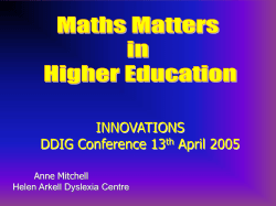 Dyslexia ADD Dyspraxia Dyscalculia