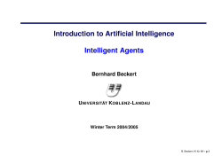 Introduction to Artificial Intelligence Intelligent Agents
