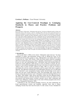 Applying the User-Centered Paradigm to Cataloging Standards in