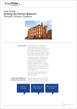 Case Study Striking the Perfect Balance? Thomas`s