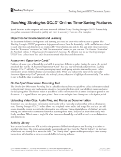 Time-Saving Features - Teaching Strategies, LLC.