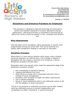 Disciplinary and Grievance Procedure for Pre