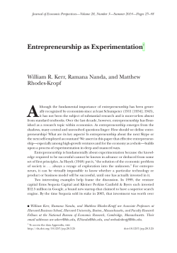 Entrepreneurship as Experimentation