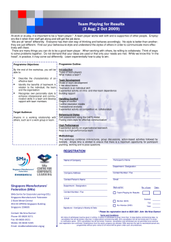 Team Playing for Results - Singapore Manufacturing Federation