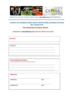 Award for PhD Excellence in Public Health