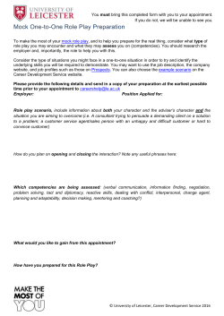Mock Role Play - University of Leicester