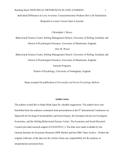 Running Head: INDIVIDUAL DIFFERENCES IN LOSS AVERSION