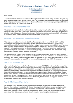 PRESTWOOD INFANT SCHOOL Preschool &ndash; Mrs Sharon and her