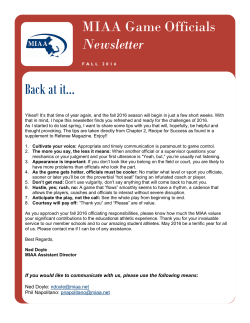Game Officials Newslettter -Fall 2016