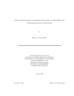 SOME COMPUTATIONAL PROBLEMS MOTIVATED BY