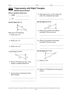 Trigonometry with Right Triangles Module Exam Review