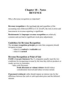 Chapter 18 Notes Revenue