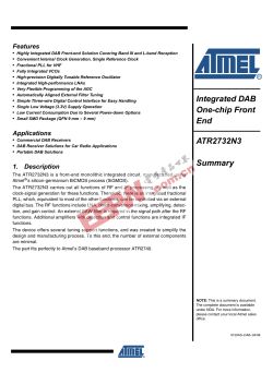 Integrated DAB One-chip Front End ATR2732N3 Summary