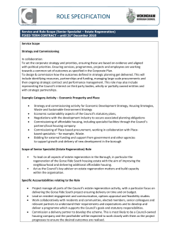 Service and Role Scope - Senior Specialist Estate Regeneration