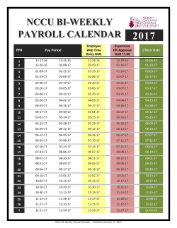 2017 Bi-Weekly Payroll Schedule
