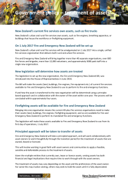 Fact Sheet: Transferring assets to Fire and Emergency New Zealand