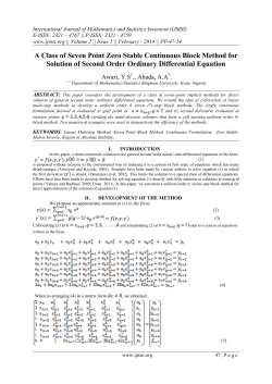 A Class of Seven Point Zero Stable Continuous Block Method